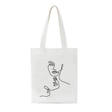 Summer Abstract Canvas Shoulder Bag Zipper Closure Vintage Style