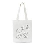 Summer Abstract Canvas Shoulder Bag Zipper Closure Vintage Style