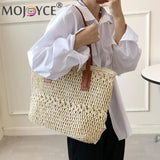 Straw Women's Shoulder Tote Bag Boho Style Seaside Beach Vacation Handbag