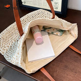 Straw Women's Shoulder Tote Bag Seaside Beach Vacation Handbag