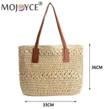 Straw Women's Shoulder Tote Bag Boho Style Seaside Beach Vacation Handbag