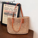 Straw Women's Shoulder Tote Bag Boho Style Seaside Beach Vacation Handbag