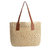 Straw Women's Shoulder Tote Bag Boho Style Seaside Beach Vacation Handbag