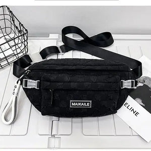 Plaid Chest Bag Neon Green Hip Hop Waist Pack Shoulder Bags