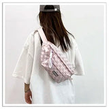 Plaid Chest Bag Neon Green Hip Hop Waist Pack Shoulder Bags