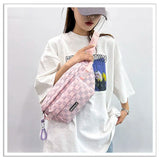 Plaid Chest Bag Neon Green Hip Hop Waist Pack Shoulder Bags