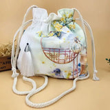 Summer Women Messenger Bags Drawstring Shoulder Bag Antique Artistic Purse