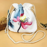 Summer Women Messenger Bags Drawstring Shoulder Bag Antique Artistic Purse