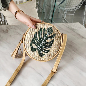 Summer Women's Straw Shoulder Bag Embroidered Crossbody Bag