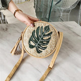 Summer Women's Straw Bag Shoulder Bag Crossbody Round Zipper