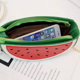 Summer PU Leather Women Messenger Bag Zipper Hard Fruit Watermelon Lemon Chain