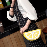 Summer PU Leather Women Messenger Bag Zipper Hard Fruit Watermelon Lemon Chain