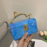 Summer PVC Metal Leopard Handle Handbag Female Acrylic Shoulder Bag
