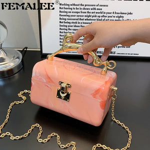 Summer PVC Metal Leopard Handle Handbag Female Acrylic Shoulder Bag