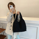 Summer Pleated Cloud Bag Casual Handbag Large Capacity Beach Tote Purse