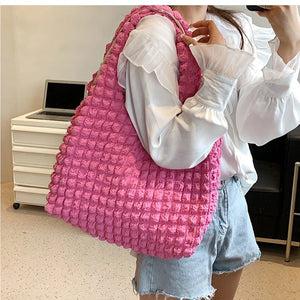 Summer Pleated Cloud Bag Female Large Capacity Shoulder Bag Handbags Tote Bolsas