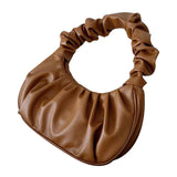 Vintage Summer Pleated Handbags Women Underarm Bag PU Leather