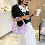Summer Pleated Handlebags for Women PU Cloud French Bags Leisure Armpit Bag