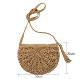 Summer Retro Straw Beach Bag Woven Tassels Messenger Handbags