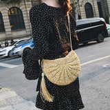 Summer Retro Straw Beach Bag Woven Tassels Messenger Handbags