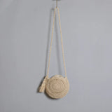 Summer Round Straw Bag Beach Wind Bow Crossbody Woven Bag