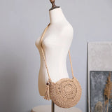Summer Round Straw Bag Beach Wind Bow Crossbody Woven Bag