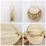 Summer Round Straw Bag For Women Woven Handbag Ladies Rattan Shoulder Bag