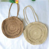 Summer Round Straw Bag For Women Woven Handbag Ladies Rattan Shoulder Bag