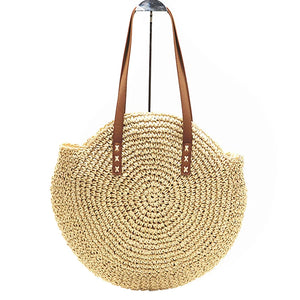 Summer Round Straw Bags For Women Rattan Shoulder Bag Woven Beach Handbags