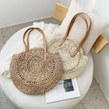 Summer Round Straw Bags For Women Rattan Shoulder Bag Woven