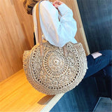 Summer Round Straw Bags For Women Rattan Shoulder Bag Woven