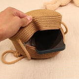 Summer Round Straw Shoulder Bag Woven Crossbody Beach Purse Handbag