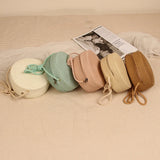 Summer Round Straw Shoulder Bag Woven Crossbody Beach Purse Handbag