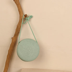 Summer Round Straw Shoulder Bag Woven Crossbody Beach Purse Handbag