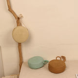 Summer Round Straw Shoulder Bag Woven Crossbody Beach Purse Handbag