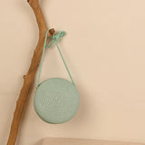 Summer Round Straw Shoulder Bag Woven Crossbody Beach Purse Handbag