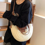 Straw Beach Bag Ladies Underarm Woven Cross
