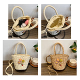 Summer Woven Shoulder Bag Portable Handbag for Vacation