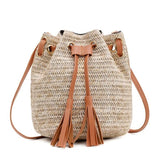Vintage Drawstring Tassel Bucket Bag Women's Crossbody Purse