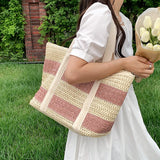 Straw Crossbody Bag Large Capacity Handbag Women's
