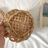 Summer Shoulder Bags Crochet Fishnet Pockets Straw Bag Hollow Out Woven Bag