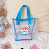 Summer Vintage Female Bag Bear Transparent Mesh Hand-held Shoulder Bags