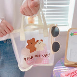 Summer Vintage Female Bag Bear Transparent Mesh Hand-held Shoulder Bags