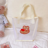 Summer Vintage Female Bag Bear Transparent Mesh Hand-held Shoulder Bags