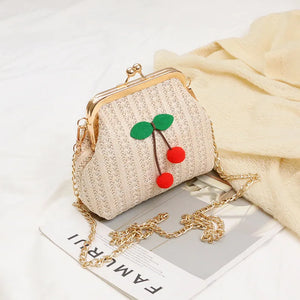 Summer Straw Bag Female Chain Slung Bucket Bag
