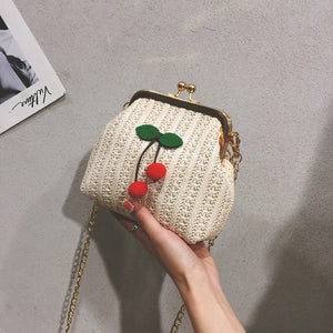Summer Straw Bag Female Chain Slung Bucket Bag