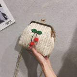 Summer Straw Bag Female Chain Slung Bucket Bag