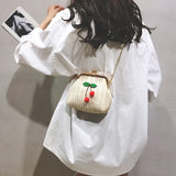 Summer Straw Bag Female Chain Slung Bucket Bag