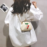 Summer Straw Bag Female Chain Slung Bucket Bag
