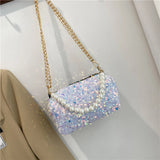 Summer Small Bag Female Sequins Chain Shoulder Crossbody Pillow Bag